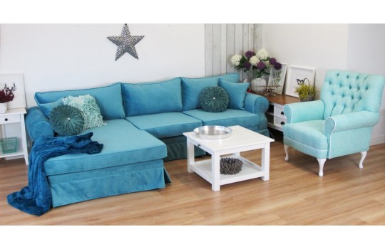 Narożnik Wenecja w niebieskiej tkaninie