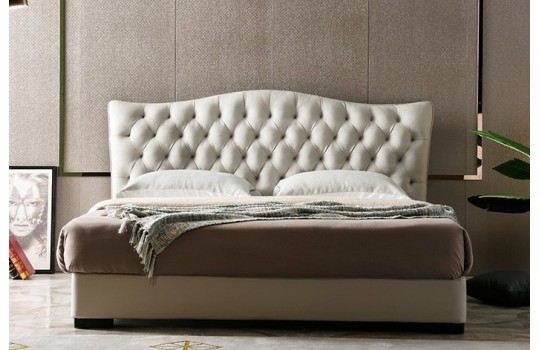 beżowe Łóżko tapicerowane Lines 