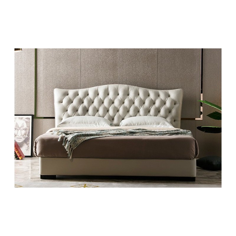 beżowe Łóżko tapicerowane Lines 