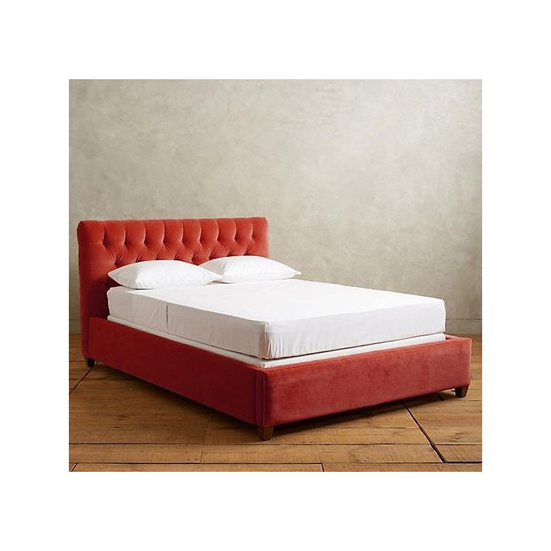 Czerwone łóżko tapicerowane Mako