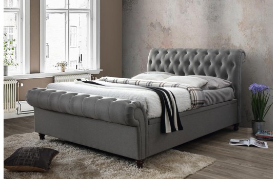 Szare łóżko chesterfield Balin