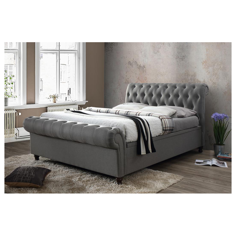 Szare łóżko chesterfield Balin
