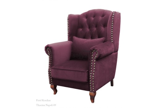 Fioletowy fotel Kordian w tkaninie Napoli 09
