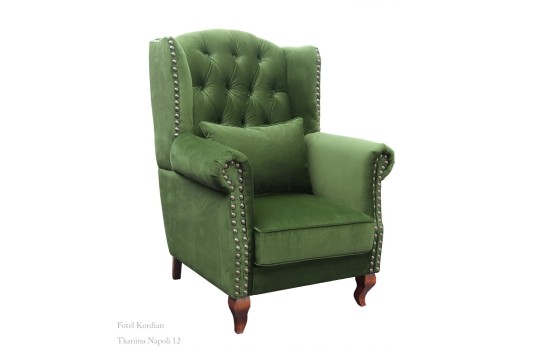 Zielony fotel Kordian w tkaninie Napoli 12