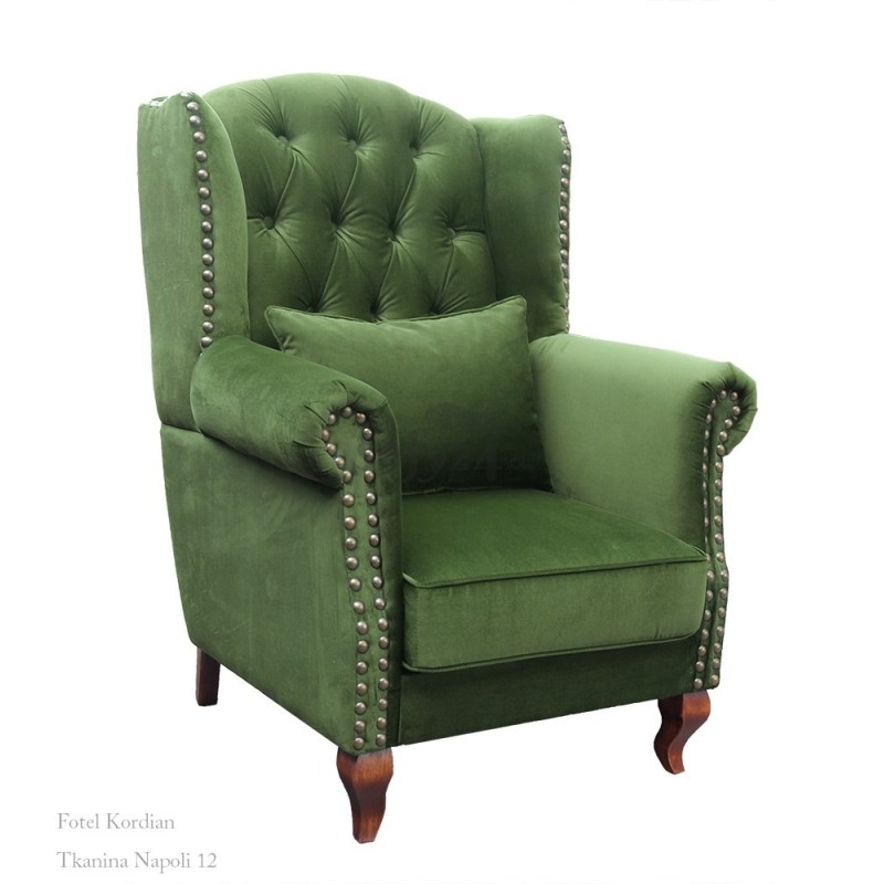 Zielony fotel Kordian w tkaninie Napoli 12