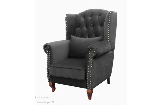 Szary fotel Kordian w tkaninie Napoli 21
