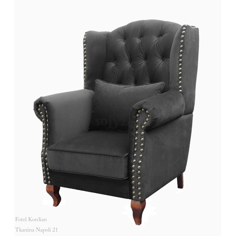 Szary fotel Kordian w tkaninie Napoli 21
