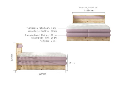 łóżko Medino - wymiary