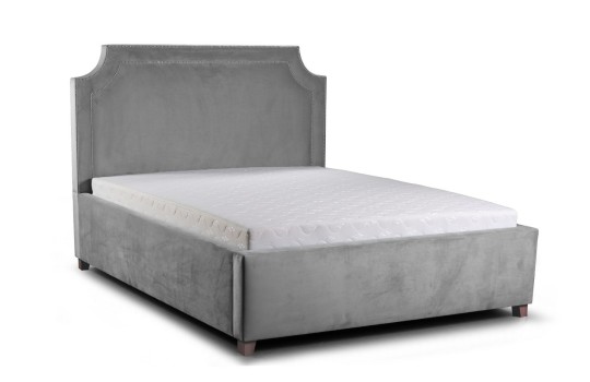 Szare łóżko tapicerowane