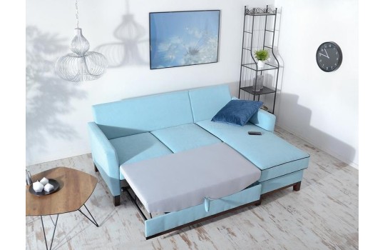 Narożnik Bergen w błękitnej tkaninie 