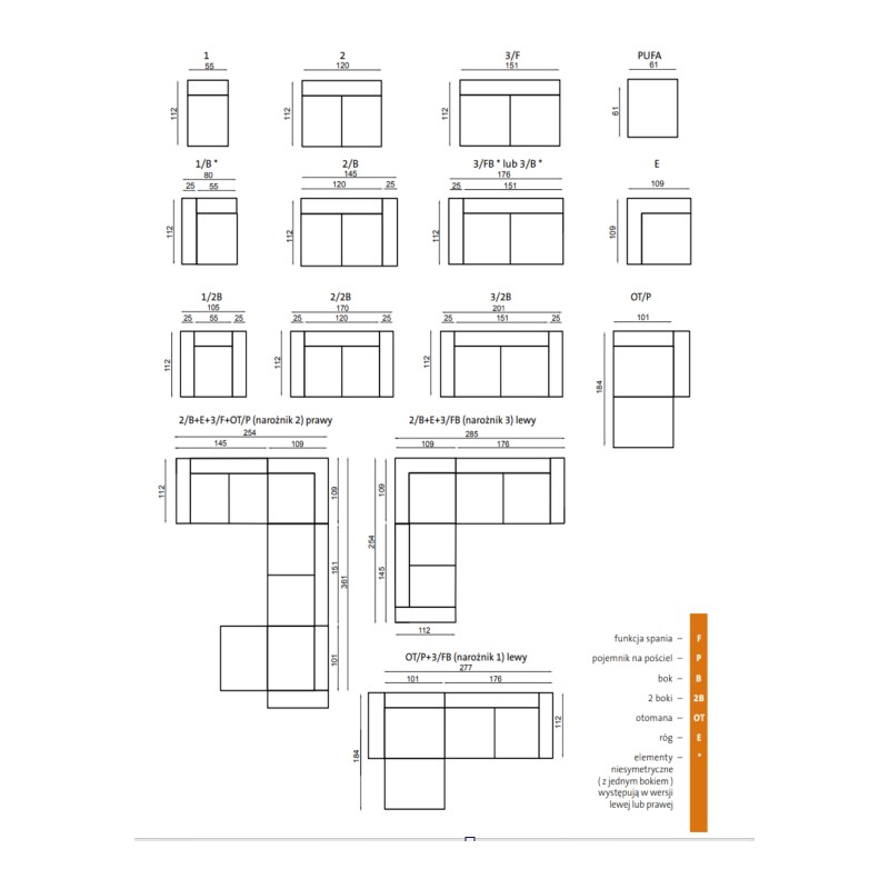 Karpatos - wymiary modułów