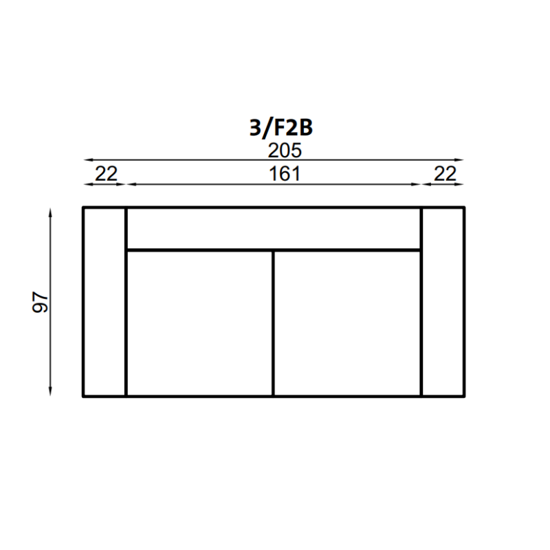 Kanapa Limnos 3 - wymiary 