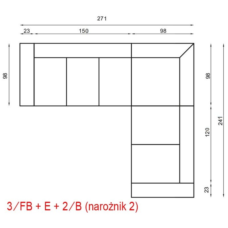 Narożnik Andros 2 - wymiary
