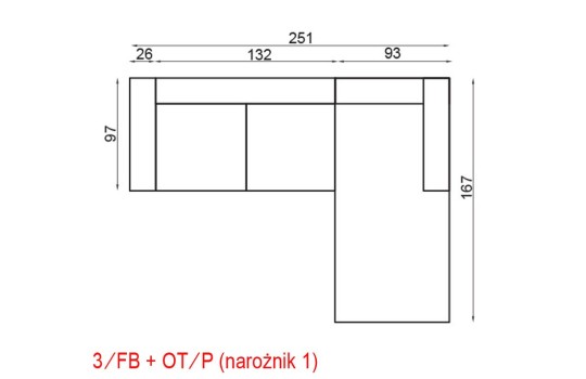 Narożnik Leros 1 - wymiary