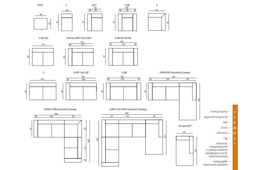 Leros - wymiary modułów