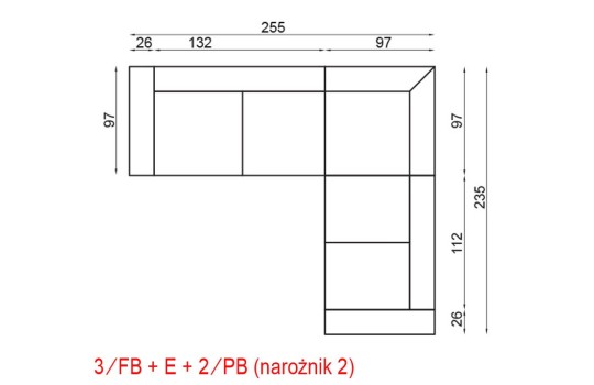 Narożnik Leros 2 - wymiary 