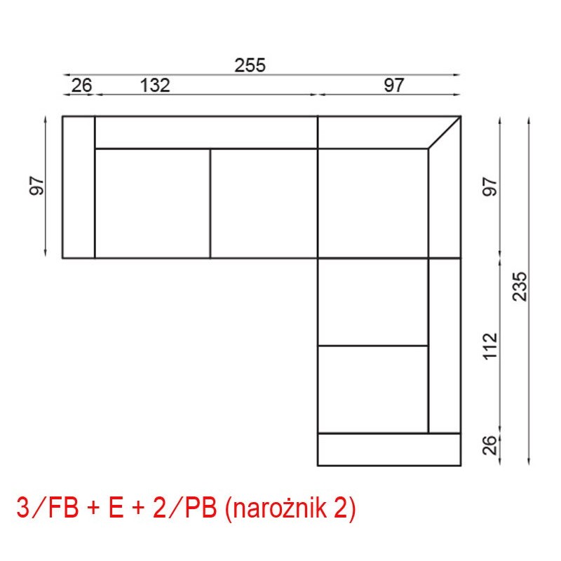 Narożnik Leros 2 - wymiary 