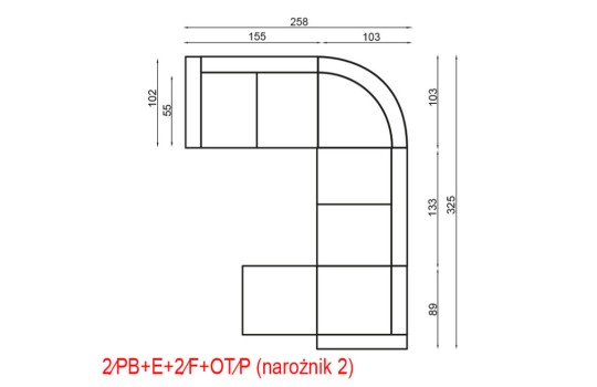 Narożnik Serifos 2 z dwoma pojemnikami Narożnik Serifos 2 z dwoma pojemnikami