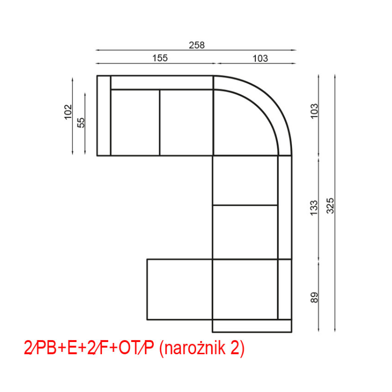 Narożnik Serifos 2 z dwoma pojemnikami Narożnik Serifos 2 z dwoma pojemnikami
