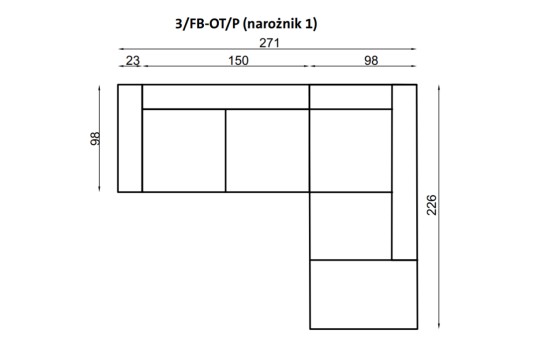 Narożnik Andros 1 - wymiary