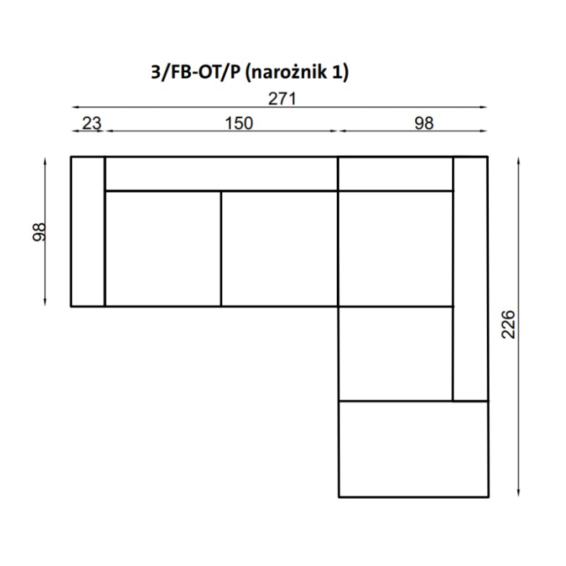 Narożnik Andros 1 - wymiary
