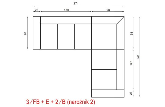 Narożnik Andros 2 - wymiary 