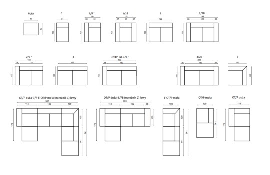 Kefalonia - wymiary modułów
