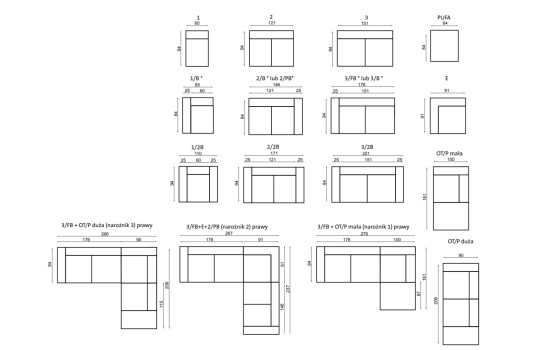 wymiary modułów z kolekcji Spinalonga