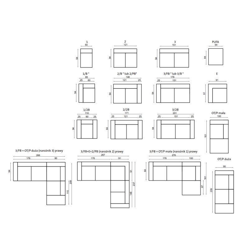 Spinalonga - wymiary modułów
