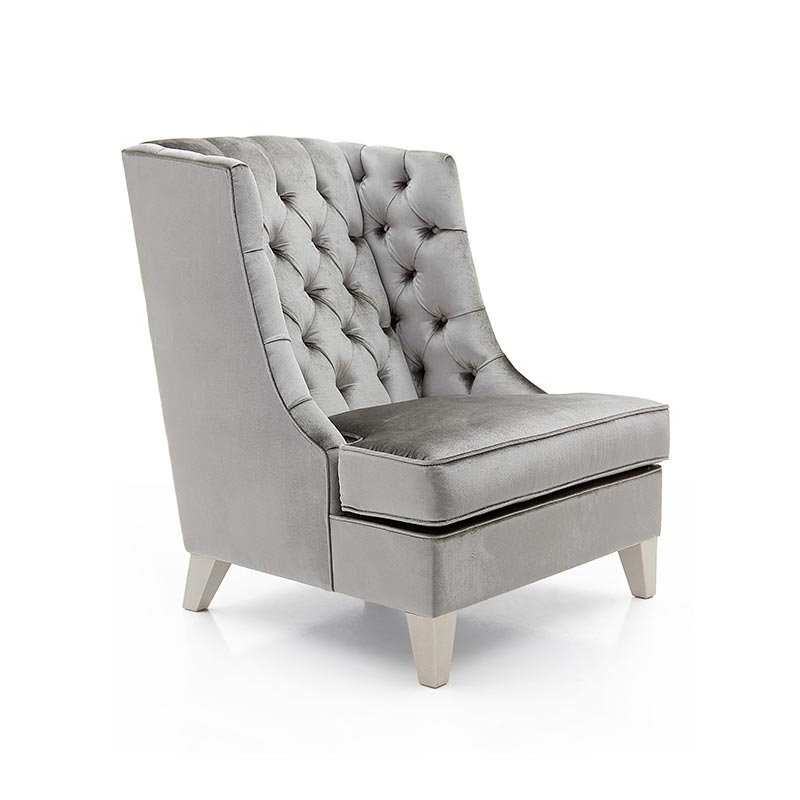 Szary fotel pikowany do salonu Elena 