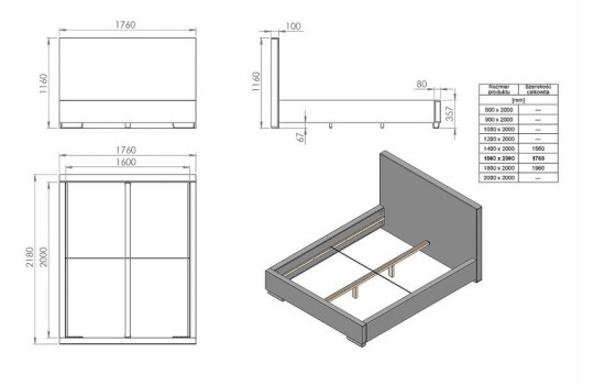Przekrój łóżka Salsa