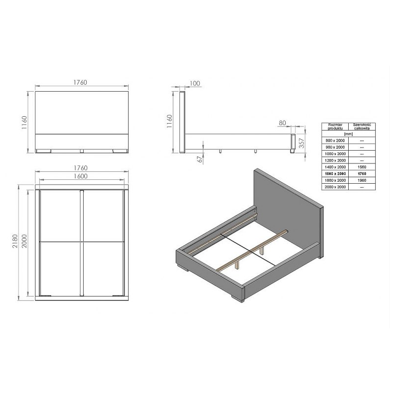 Przekrój łóżka Salsa