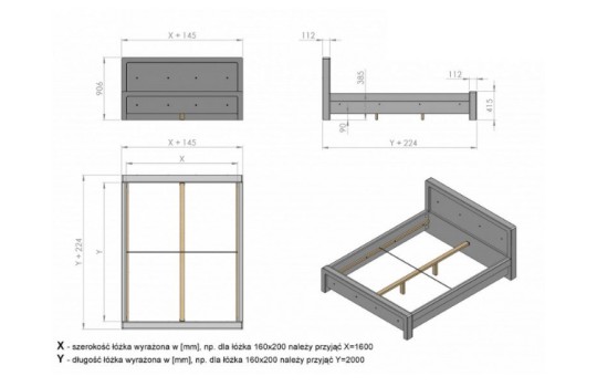 Wymiary łóżka Select 