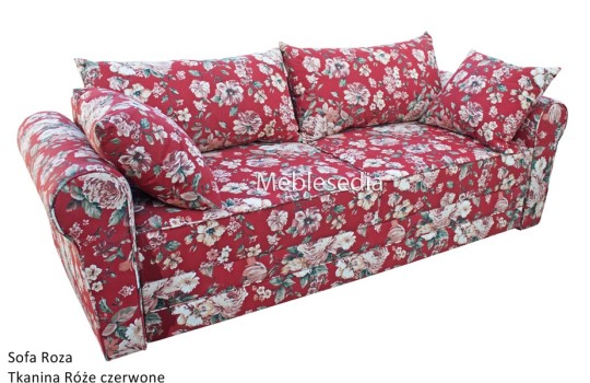Sofa w czerwone kwiaty