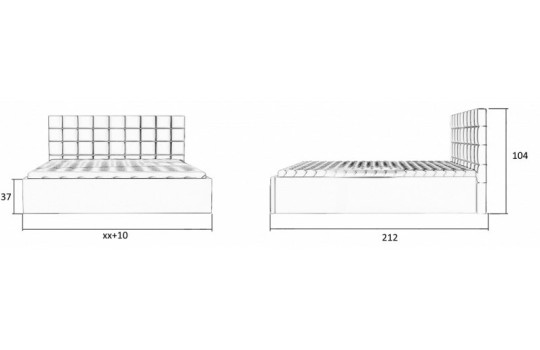Rysunek z wymiarami łóżka Hamper 