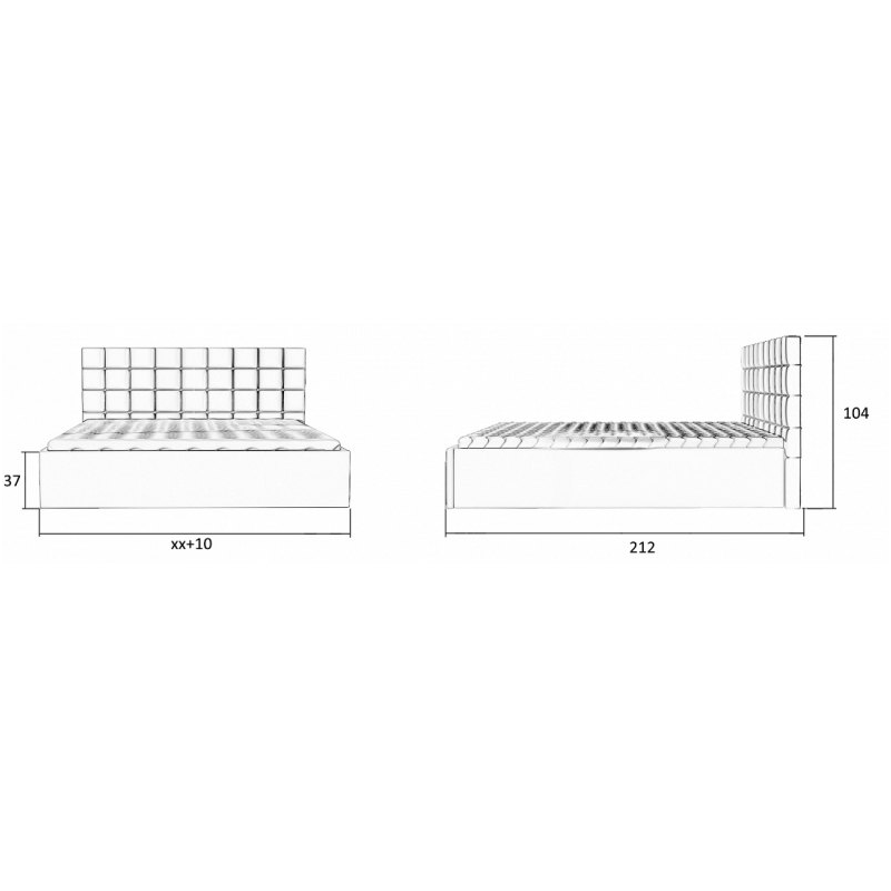 Rysunek z wymiarami łóżka Hamper 