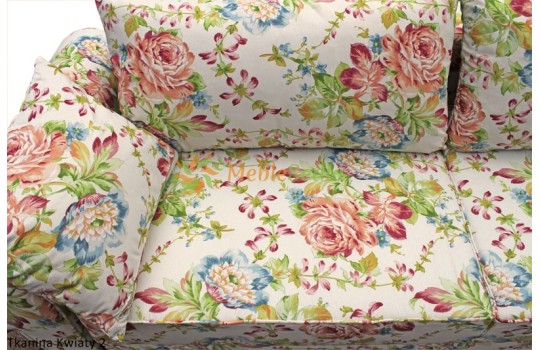 Sofa Roza tkanina kwiaty 2