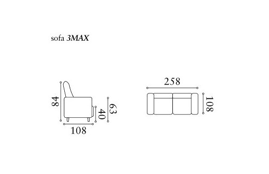 Wymiary sofy Pirello 3 Max 258 cm Wymiary sofy Pirello 3 Max 258 cm