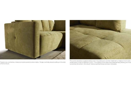 Pikowane siedzisko na narożniku 