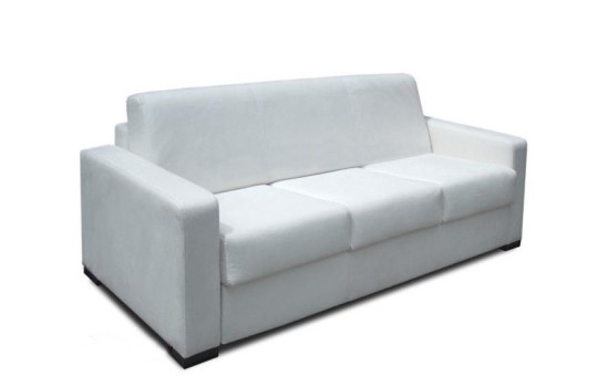 Biała skórzana sofa z funkcją spania Lima