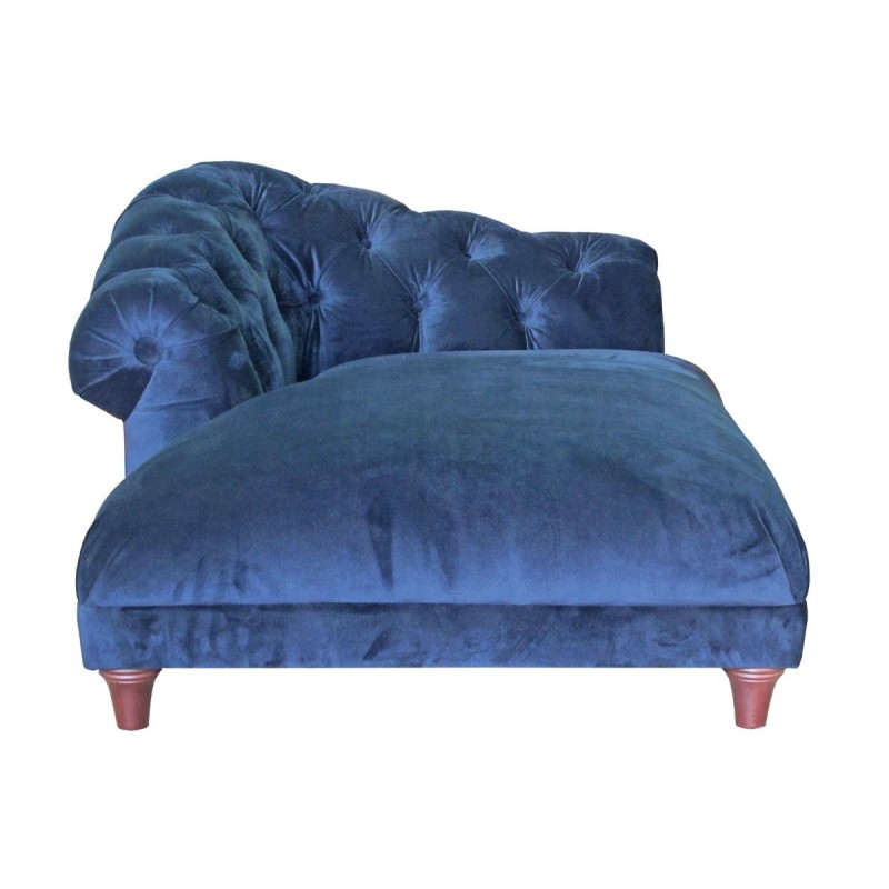 Granatowy szezlong w stylu chesterfield Belia