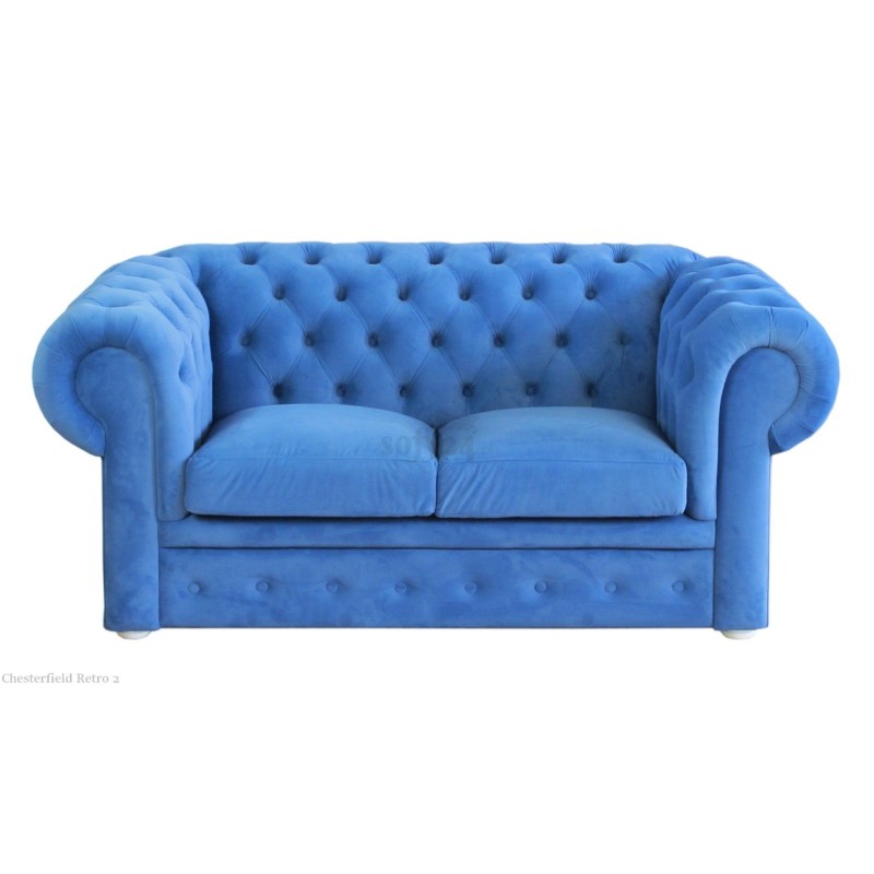 Niebieska Sofa Chesterfield Retro 