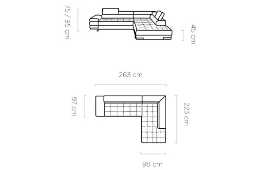 Narożnik Bormio L - Wymiary