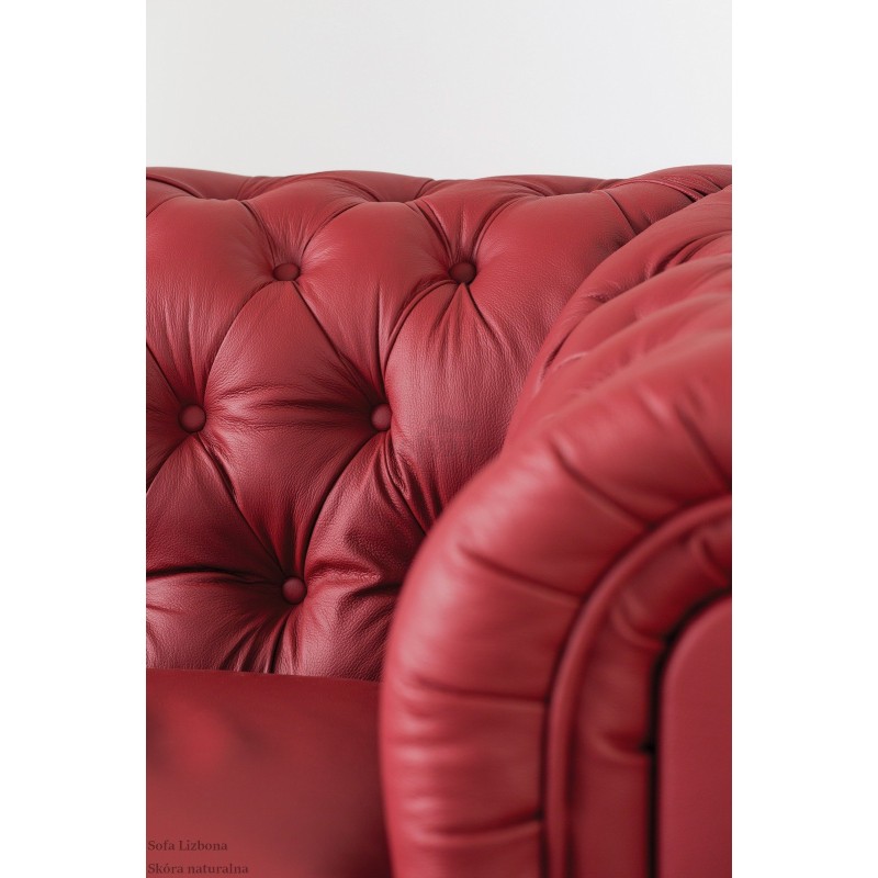 Fotel Lizbona w czerwonej skórze naturalnej