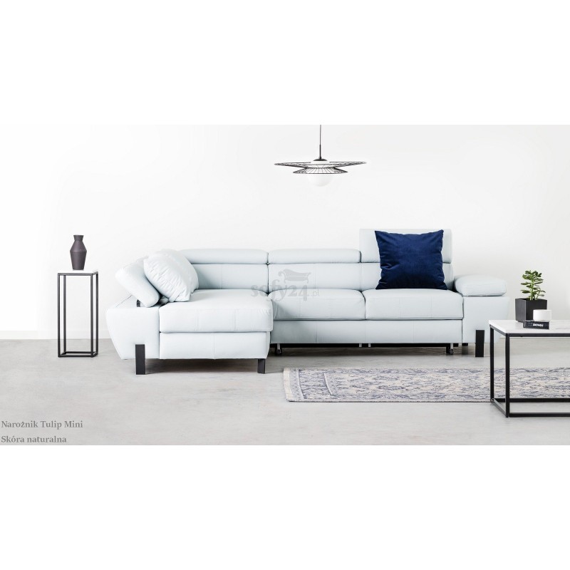 Nowoczesna skórzana kanapa narożna Tulip Mini