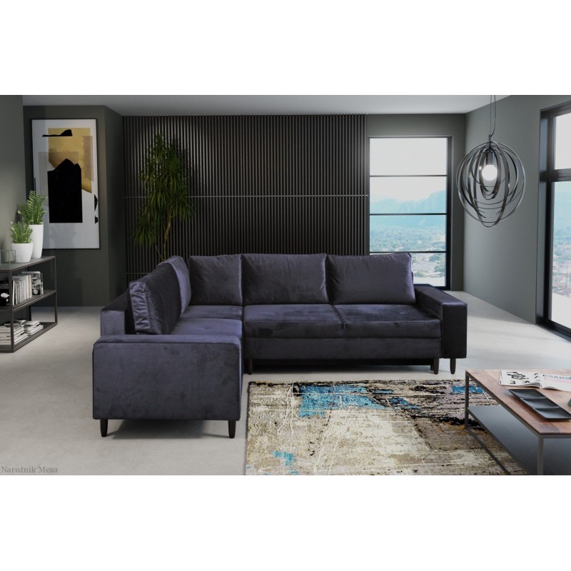 Granatowy narożnik Mesa 267 x 221 cm z f. spania