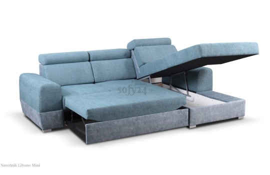 Narożnik z funkcją spania i pojemnikiem na pościel