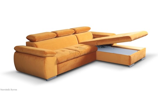 żółty narożnik Byron 284 x 196 cm, f. spania