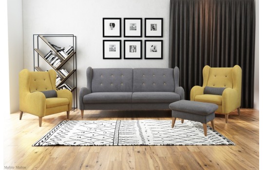 Sofa Matos w zestawie z 2 fotelami 