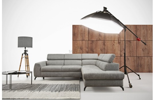 Szary narożnik Lupos 268 x 201 cm z f. spania